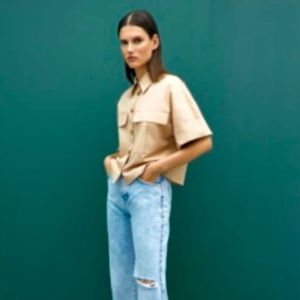 Zara poplin shirt beige